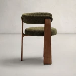 Chaise 3 pieds Granite - tissu chenille vert / bois de frêne finition foncée - 5