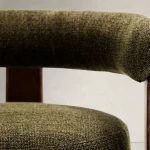 Chaise 3 pieds Granite - tissu chenille vert / bois de frêne finition foncée - 7