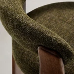 Chaise 3 pieds Granite - tissu chenille vert / bois de frêne finition foncée - 8