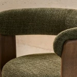 Chaise 3 pieds Granite - tissu chenille vert / bois de frêne finition foncée - 11