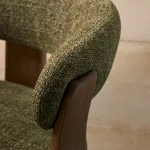 Chaise 3 pieds Granite - tissu chenille vert / bois de frêne finition foncée - 12