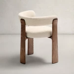 Chaise 3 pieds Granite - tissu chenille beige / bois de frêne finition foncée - 4