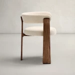 Chaise 3 pieds Granite - tissu chenille beige / bois de frêne finition foncée - 5