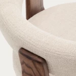 Chaise 3 pieds Granite - tissu chenille beige / bois de frêne finition foncée - 7