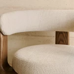 Chaise 3 pieds Granite - tissu chenille beige / bois de frêne finition foncée - 11