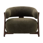 Fauteuil Granite - tissu chenille vert / bois de frêne finition foncée - 1