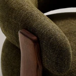 Fauteuil Granite - tissu chenille vert / bois de frêne finition foncée - 7