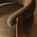 Fauteuil Granite - tissu chenille vert / bois de frêne finition foncée - 8