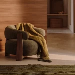 Fauteuil Granite - tissu chenille vert / bois de frêne finition foncée - 10