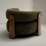 Fauteuil Granite - tissu chenille vert / bois de frêne finition foncée - 4