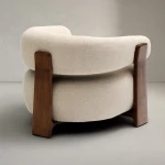 Fauteuil Granite - tissu chenille beige / bois de frêne finition foncée - 3