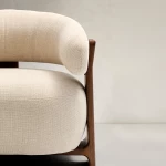 Fauteuil Granite - tissu chenille beige / bois de frêne finition foncée - 6