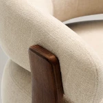 Fauteuil Granite - tissu chenille beige / bois de frêne finition foncée - 7