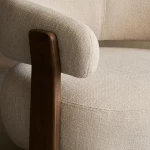 Fauteuil Granite - tissu chenille beige / bois de frêne finition foncée - 9