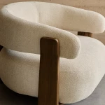 Fauteuil Granite - tissu chenille beige / bois de frêne finition foncée - 11