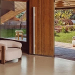 Fauteuil Granite - tissu chenille beige / bois de frêne finition foncée - 13