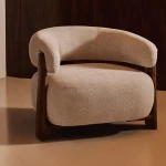 Fauteuil Granite - tissu chenille beige / bois de frêne finition foncée - 14