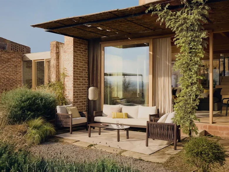 Ensemble de jardin Aleria - aluminium / corde synthétique marron