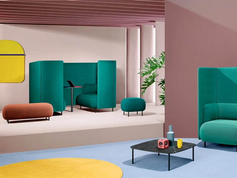 Pouf outdoor Buddy 215e - gris ardoise / rouge brique