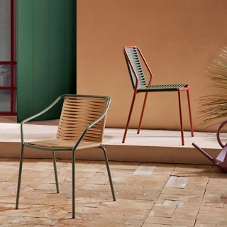 Chaise Philía 3905 - vert/miel (lot de 2)