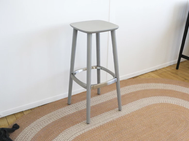 Tabouret Haut Babila 2706 Pedrali - frêne gris et satin- seconde vie