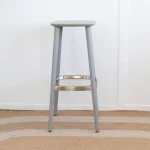 Tabouret Haut Babila 2706 Pedrali - frêne gris et satin- seconde vie - 2