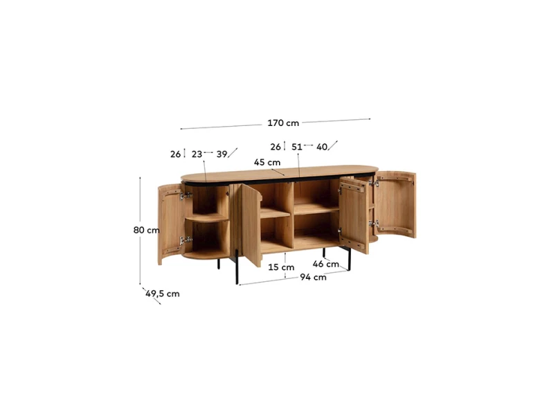 Buffet 4 portes Licia - bois de manguier massif