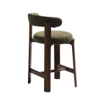 Tabouret Granite - tissu chenille vert / bois de frêne finition foncée - 6