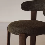 Tabouret Granite - tissu chenille vert / bois de frêne finition foncée - 3