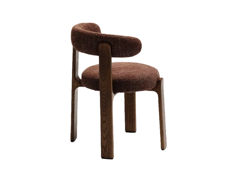 Chaise Granite - tissu chenille marron / bois de frêne finition foncée