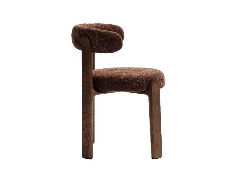 Chaise Granite - tissu chenille marron / bois de frêne finition foncée