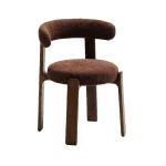 Chaise Granite - tissu chenille marron / bois de frêne finition foncée - 1