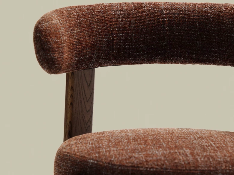 Chaise Granite - tissu chenille marron / bois de frêne finition foncée