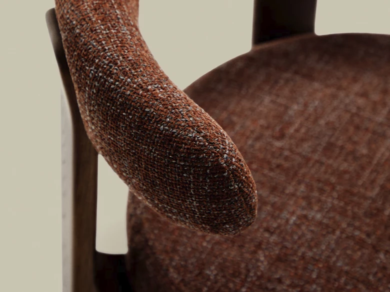 Chaise Granite - tissu chenille marron / bois de frêne finition foncée