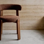 Chaise Granite - tissu chenille marron / bois de frêne finition foncée - 3