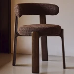 Chaise Granite - tissu chenille marron / bois de frêne finition foncée - 2