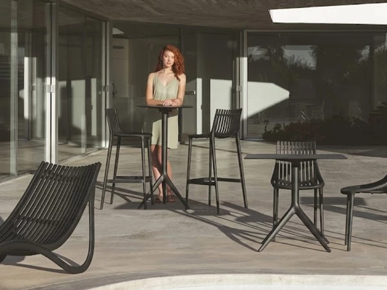 Tabouret Ibiza haut - noir - (lot de 4)