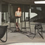 Tabouret Ibiza haut - noir - (lot de 4) - 3