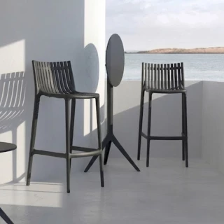 Tabouret Ibiza haut - noir - (lot de 4)