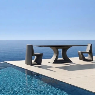 Table Rest 300 x 120 cm - pied anthracite / plateau noir