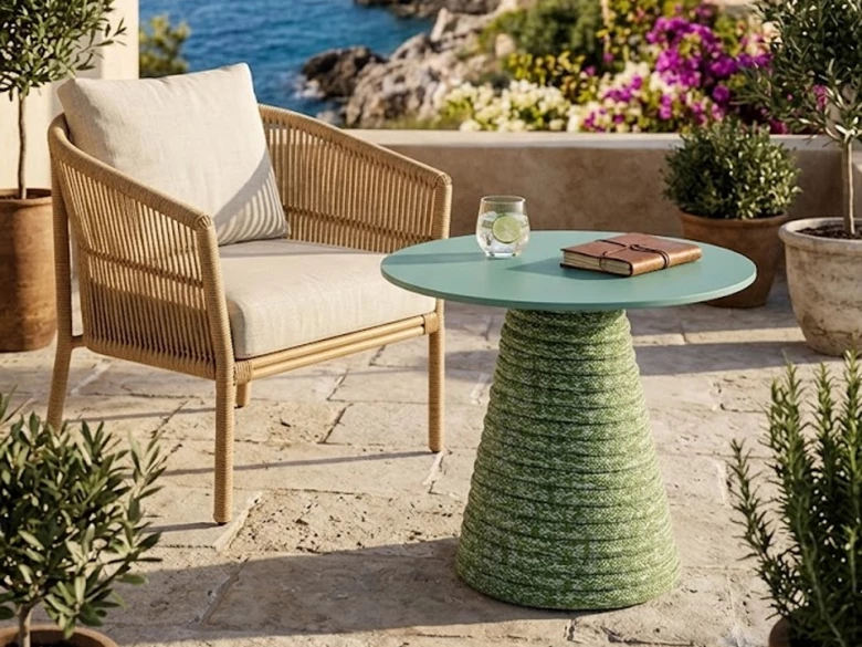 Table basse Ikon Twist 873 - base vert / plateau azure