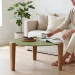 Table basse Fibra ronde 49x30 - plateau vert olive - 2