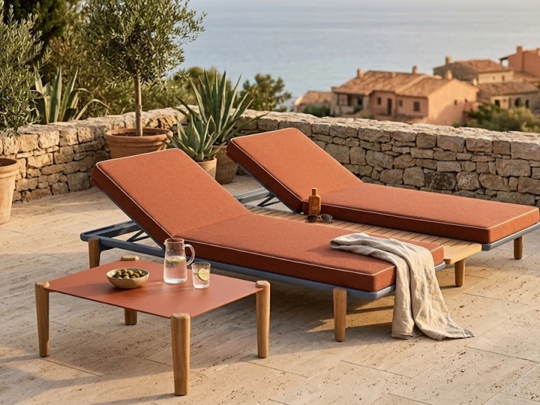 Table basse Fibra rectangle 79x59x30 - plateau terracotta