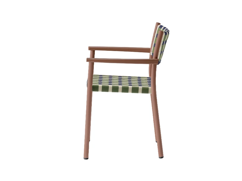 Chaise avec accoudoirs Nuova Guinea 3635 (lot de 2) - terracotta et tressage tricolore
