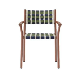 Chaise avec accoudoirs Nuova Guinea 3635 (lot de 2) - terracotta et tressage tricolore