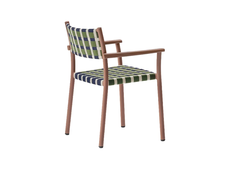 Chaise avec accoudoirs Nuova Guinea 3635 (lot de 2) - terracotta et tressage tricolore