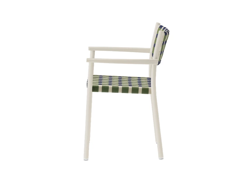 Chaise avec accoudoirs Nuova Guinea 3635 (lot de 2) - blanc et tressage tricolore