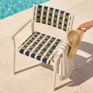 Chaise avec accoudoirs Nuova Guinea 3635 (lot de 2) - blanc et tressage tricolore