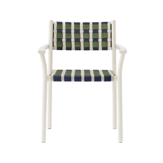 Chaise avec accoudoirs Nuova Guinea 3635 (lot de 2) - blanc et tressage tricolore