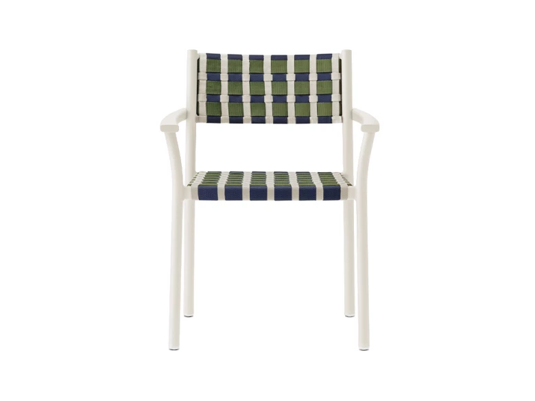 Chaise avec accoudoirs Nuova Guinea 3635 (lot de 2) - blanc et tressage tricolore
